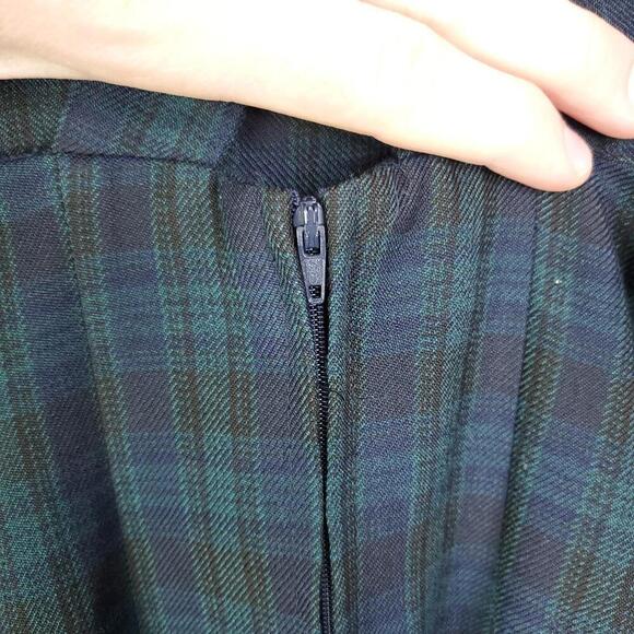 Vintage Dress Womens 2 Knapp Studio Jumper Midi Tartan Plaid Crossed Back - Picture 8 of 10